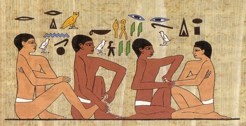 Painting from a wall in physician's tomb in Saqqara, Egypt. 2330 B.C.E. 